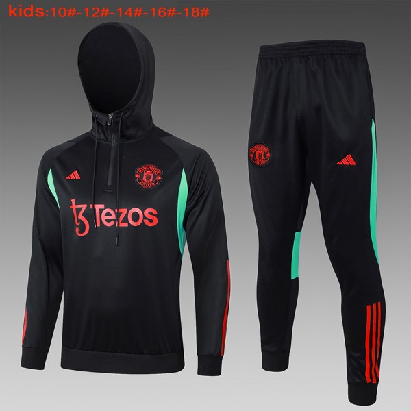 Ninos Chandal Con Capucha Manchester United 2024/2025 Negro Rojo